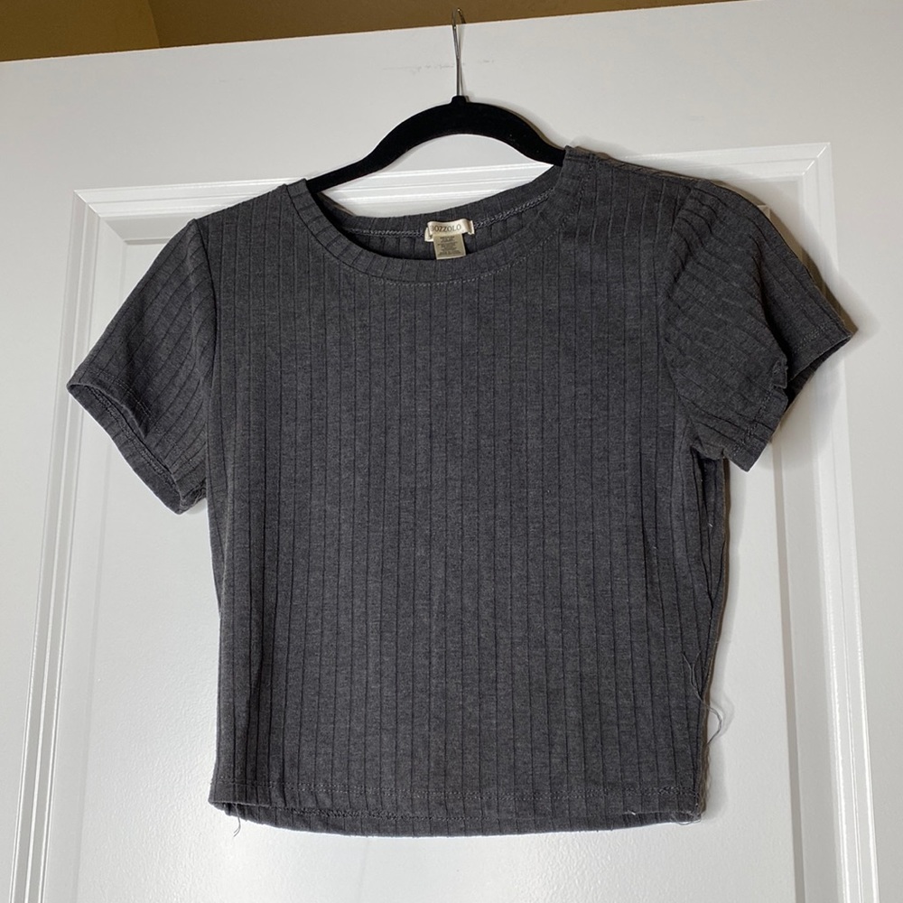 womens grey crop top